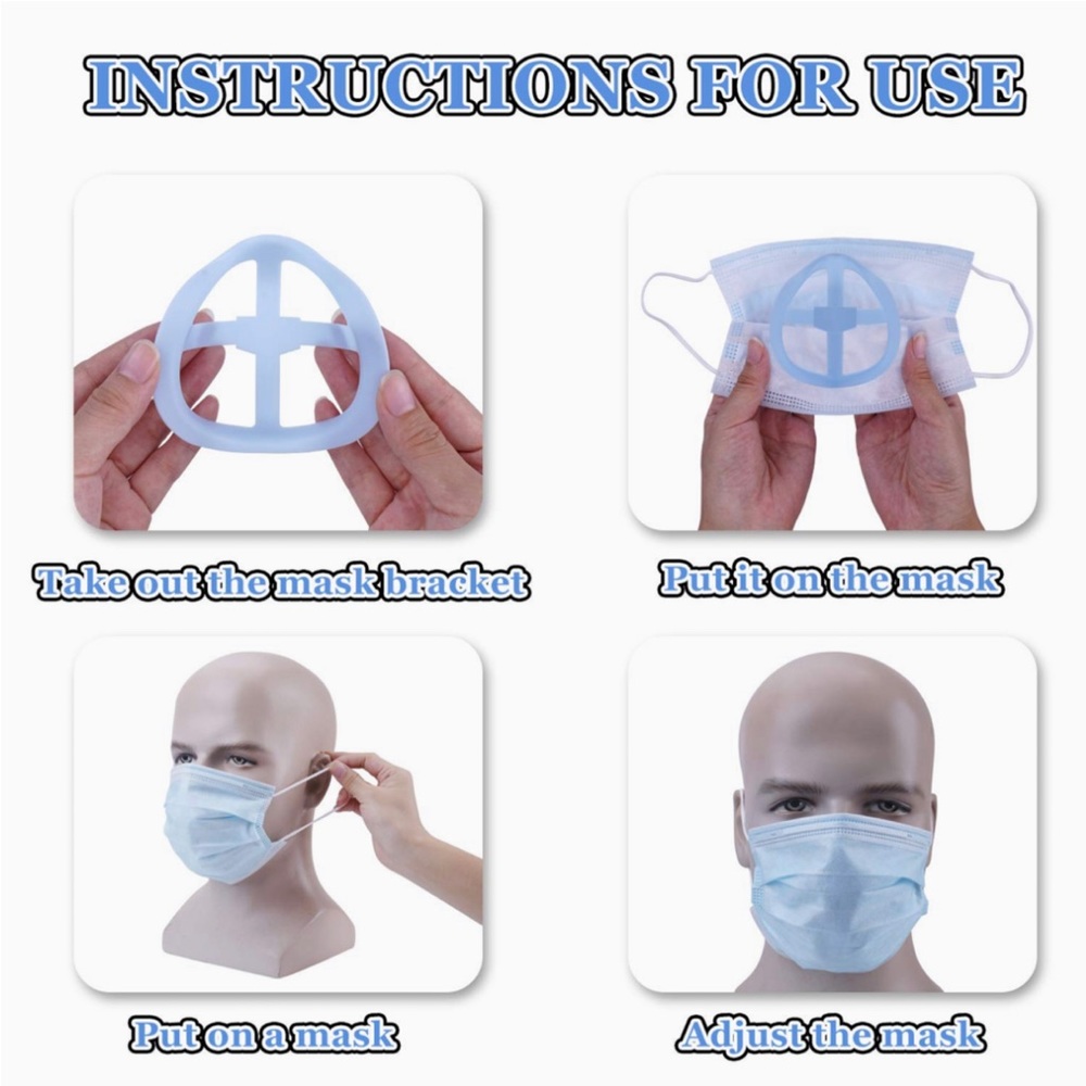 Reusable 3D Face Mask Bracket for Inner Support x2 - Picture 6 of 8